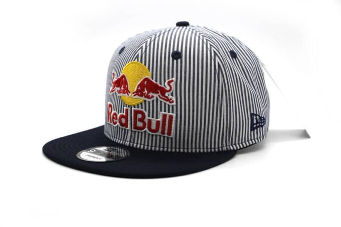 Red Bull Cap navy Blue Striped Flat Brim Adjustable Hip Hop Hat