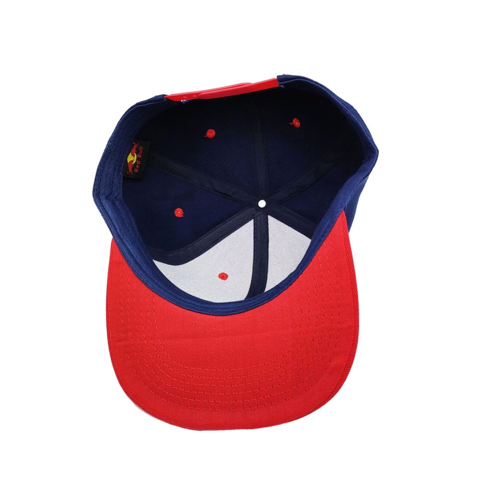 blue hat red brim