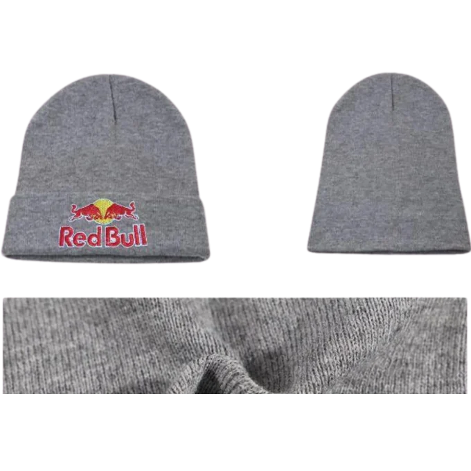 Red bull grey beanie hat
