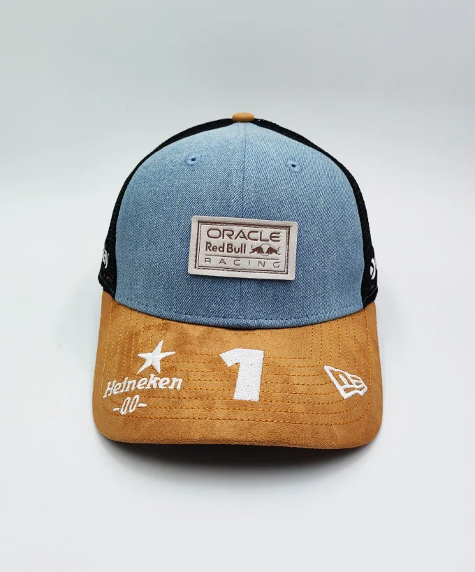 Oracle red bull new era racing number 1 hat blue denim khaki breathable cap